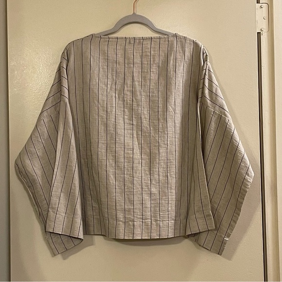 MASSIMO DUTTI NWOT Contrast Striped Linen Blend Shirt - Picture 8 of 13